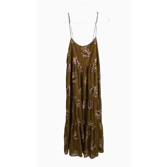 Madewell Tiered Midi Dress Fall Harvest Gold Floral Dress Cottage Boho Size 4 - Picture 1 of 14
